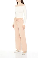 Satin Mid-Rise Wide-Leg Pants