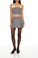 Pleated Tweed Mini Skirt