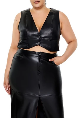 Plus Faux Leather Cropped Vest