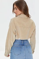 Cropped Frayed Corduroy Jacket