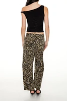 Leopard Barrel Baggy Mid-Rise Jeans