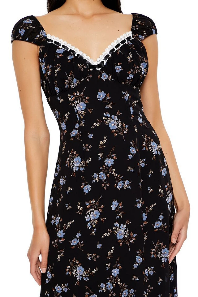 forever 21 floral black dress Galaxia | Black & White Polka Dot Maxi Dress With Mesh Skirt main image 0