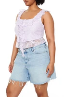 Plus Lace Ruffle-Trim Crop Top