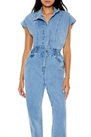 Denim Cap-Sleeve Jumpsuit