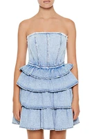 Strapless Layered Denim Mini Dress