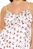 Plus Ruched Cherry Mini Dress