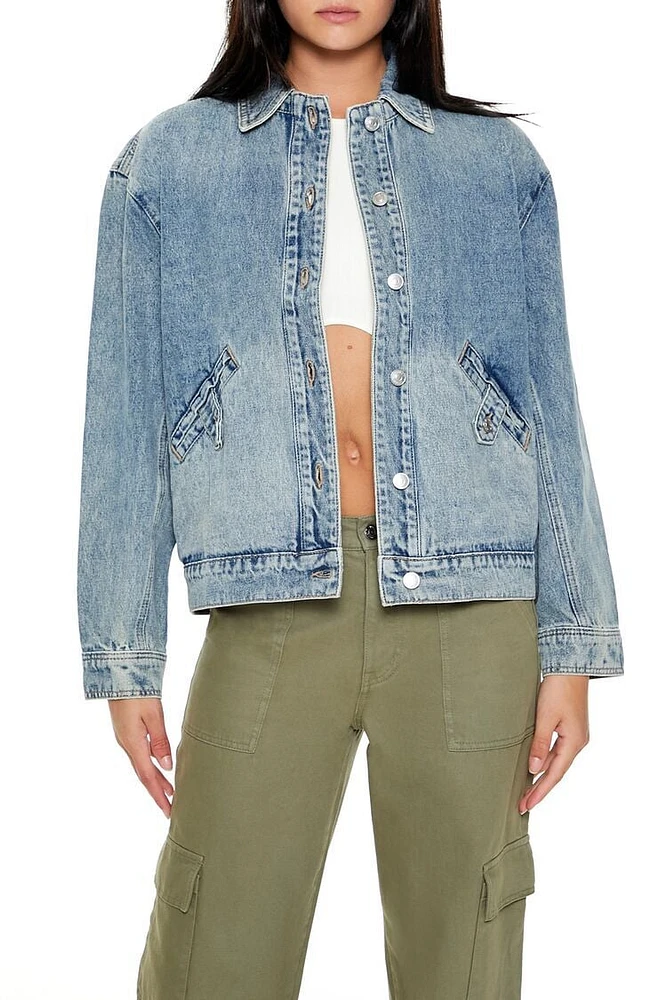 Studded Denim Bomber Jacket