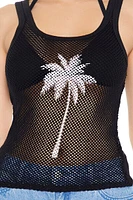 Mesh Palm Tree Tank Top