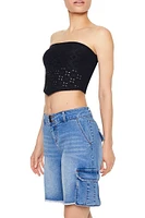 Cropped Eyelet Tube Top