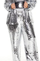 Plus Metallic Sequin Flare Pants