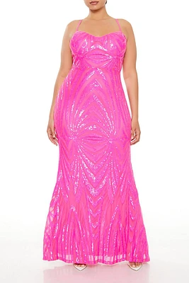 Plus Sequin Sweetheart Gown