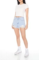 Distressed Stretch-Denim Shorts