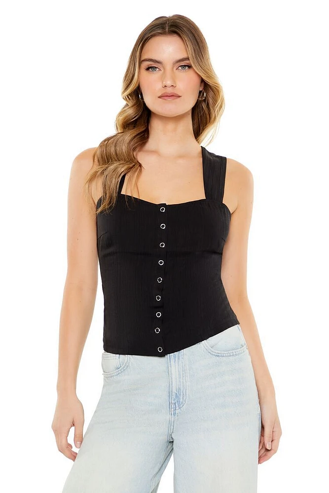 Sleeveless Snap-Button Top