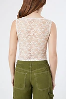 Sheer-Back Lace Tank Top