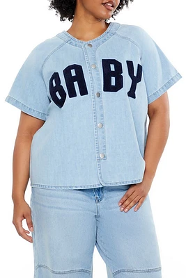 Plus Baby Denim Baseball Top