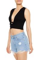 Plunging Tie-Front Crop Top