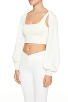 Balloon-Sleeve Shrug Sweater