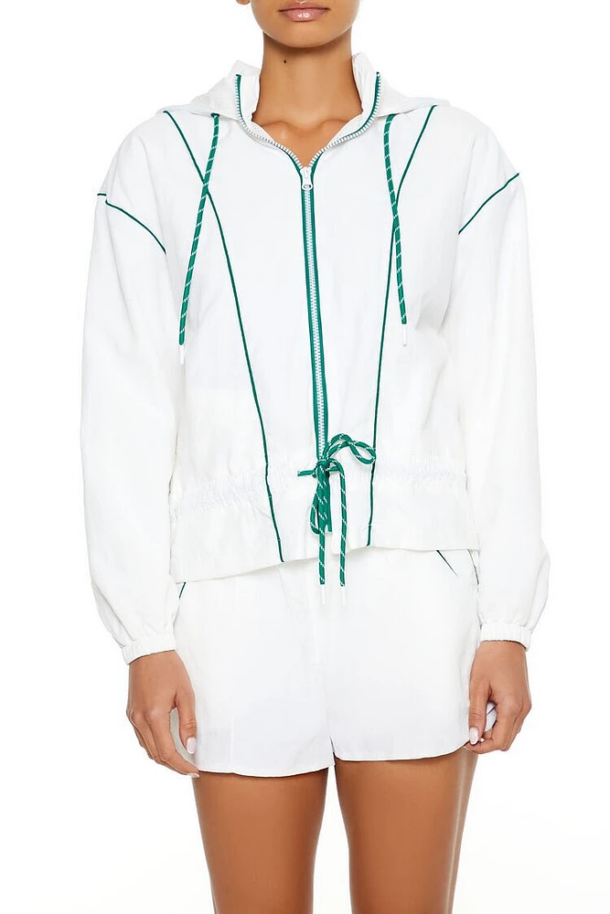 Active Piped-Trim Zip-Up Hoodie