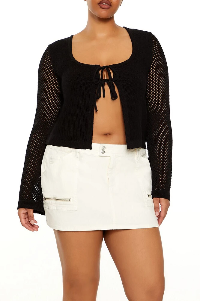 Plus Sweater-Knit Tie-Front Top