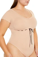 Plus Seamless Ribbon-Trim Bodysuit