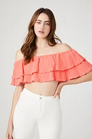 Off-the-Shoulder Flounce Crop Top