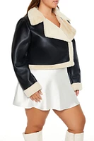 Plus Faux Fur-Trim Moto Jacket