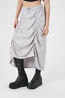 Satin Drawstring Midi Skirt