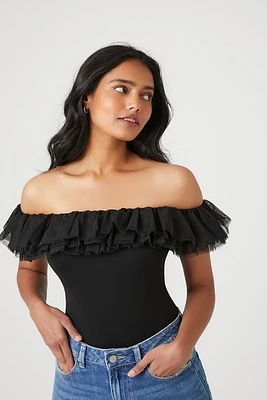 Ruffle-Trim Off-the-Shoulder Bodysuit