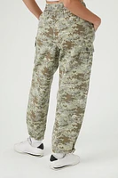 Twill Camo Print Cargo Joggers