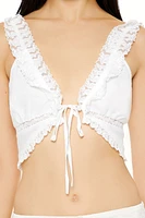 Plunging Lace-Trim Crop Top