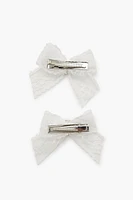 Lace Bow Faux Gem Hair Clip Set