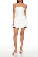 Strapless Lace-Up Eyelet Mini Dress