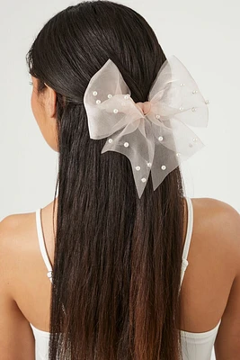 Faux Pearl Bow Hair Barrette