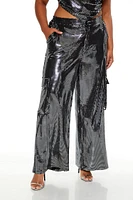 Plus Metallic Cargo Pants