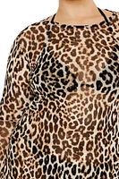 Plus Leopard Swim Cover-Up Dress