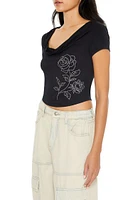 Rhinestone Rose Crop Top