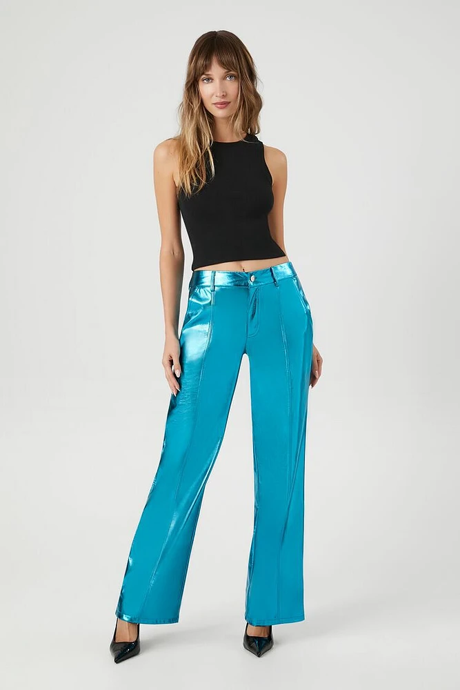 Metallic Wide-Leg Pants