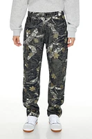 Camo Leaf Print Utility Pants