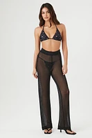 Sheer High-Rise Straight Pants