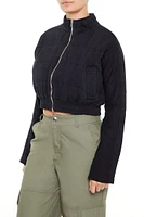 Quilted Zip-Up Cropped Jacket