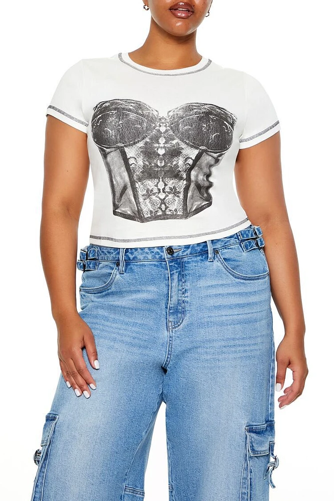 Plus Bustier Graphic Baby Tee