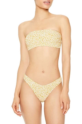 Jacquard Floral High-Leg Bikini Bottoms