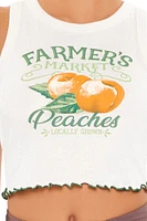 Peaches Graphic Cropped Tank Top