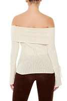 Lace-Up Off-the-Shoulder Sweater
