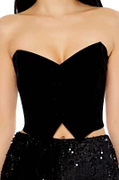 Notched Velvet Tube Crop Top