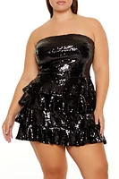 Plus Sequin Ruffle Mini Dress