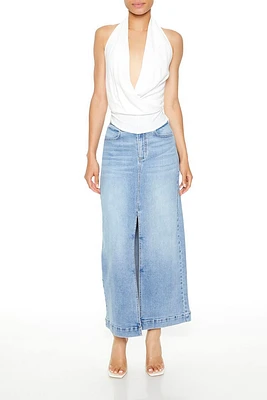 Denim Maxi Slit Skirt