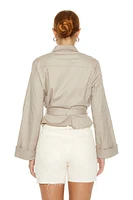 Twill Belted Bell-Sleeve Jacket