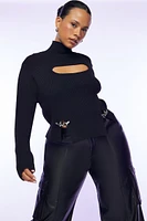 Plus Mock Neck Cutout Sweater