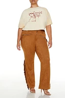 Plus Faux Suede Fringe Pants